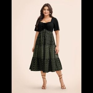 Ditsy Floral Patchwork Ruffle Layered Hem Dress